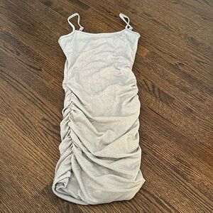 KatieJ NYC. Silver metallic ruched dress. Kids large. Like new